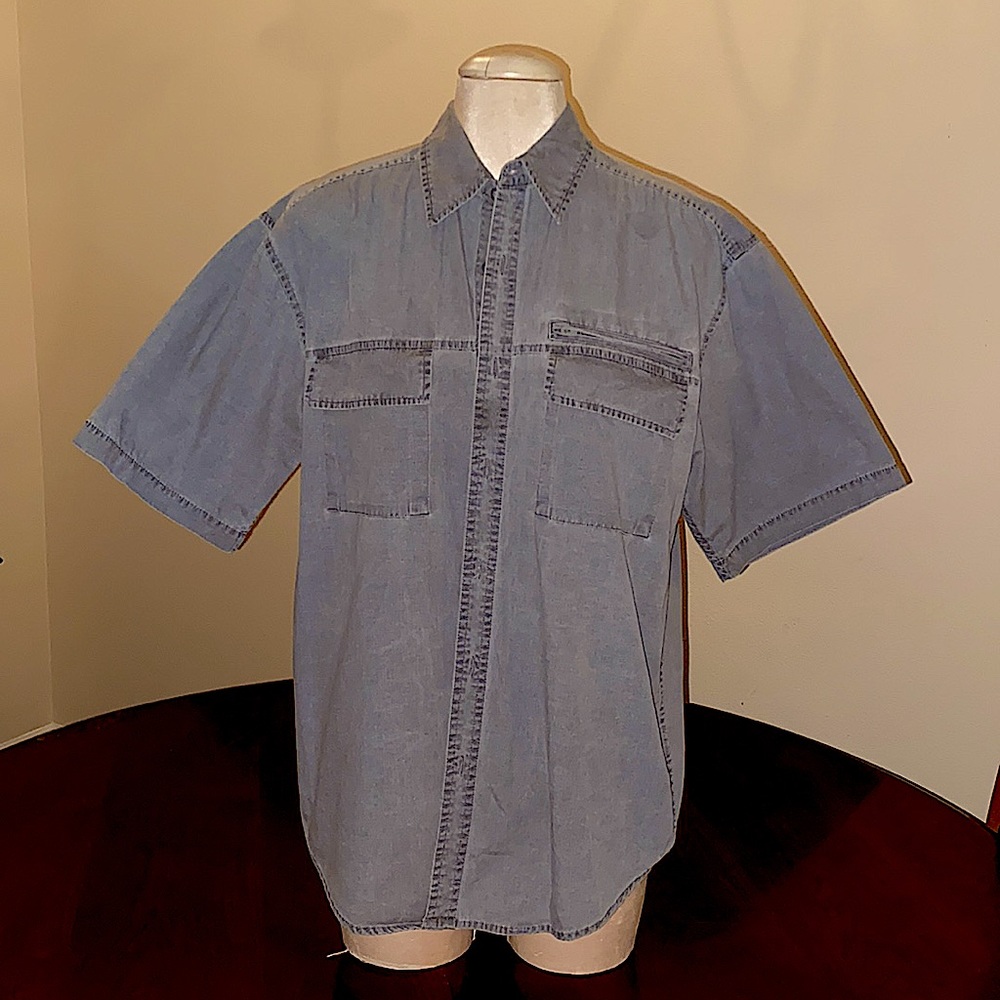 Men’s Medium, Olive Drab, Button Short Sleeve